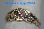 204 - Tapered Band with Philodendron Leaves & Forget-Me-Not Flowers